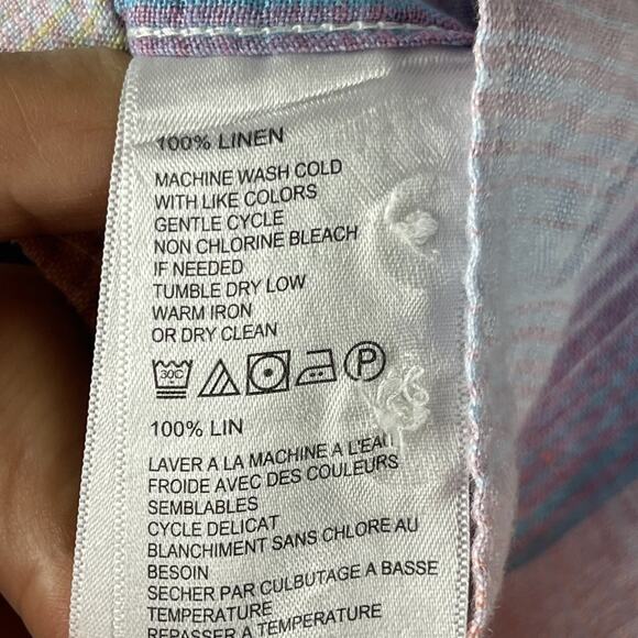 Tommy Bahama Linen Shirt Mens XXL 2XL Plaid Long Sleeve Button Up Beach Ombre - Picture 6 of 15